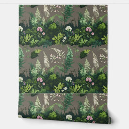 森シダ&ワイルドフラワーピールアンドスティック 壁紙