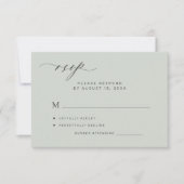 森シンプルセージ緑の結婚式RSVPカード 招待状 (正面)