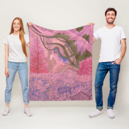 森ジャングルピンク フリースブランケット