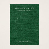 森ダークグリーンリネンのイヤリングディスプレイカード (正面)