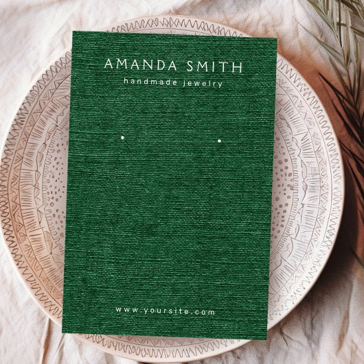 森ダークグリーンリネンのイヤリングディスプレイカード