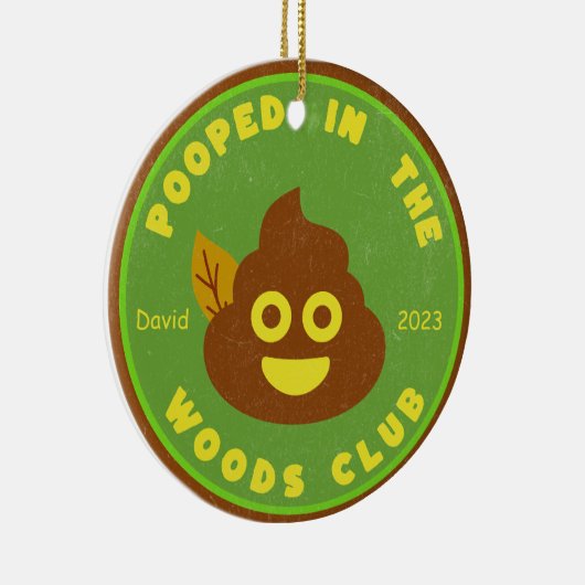 森パーソナライズされたのクリスマス休暇で疲れ果てた セラミックオーナメント (右)