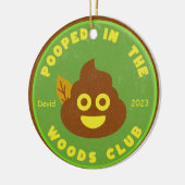 森パーソナライズされたのクリスマス休暇で疲れ果てた セラミックオーナメント (左)