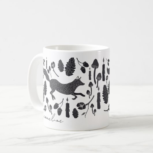 森パーソナライズされた林キツネ動物 コーヒーマグカップ (正面左)