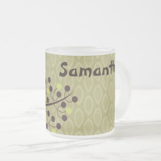 森フクロウの森フクロウすりガラスのコーヒーマグカップ フロストグラスマグカップ (正面右)