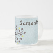 森フクロウの森フクロウすりガラスのコーヒーマグカップ フロストグラスマグカップ (正面右)