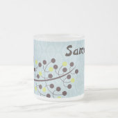 森フクロウの森フクロウすりガラスのコーヒーマグカップ フロストグラスマグカップ (中央)