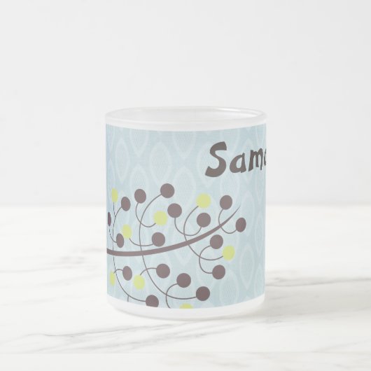 森フクロウの森フクロウすりガラスのコーヒーマグカップ フロストグラスマグカップ (中央)