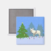 森フランスのの飾ブルドッグの木 マグネット (正面/裏面)