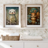 森ベビーリスの花 |リスの壁のプリント ポスター