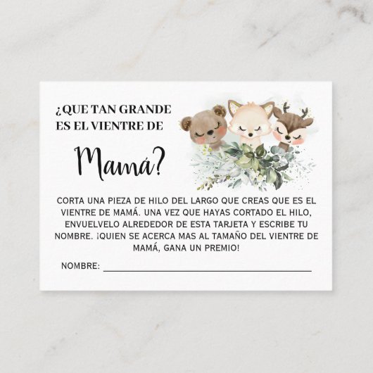 森ママのベリーゲームのバイリンガルカードはどれくらい大きい プレイスカード (裏面)