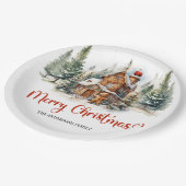 森モダンの中の水の色のジンガーブレッドハウス ペーパープレート (アングル)