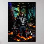 森モダンの戦士 | AIアートポスター ポスター (正面)