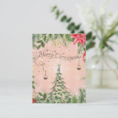 森モダンの緑のメリークリスマス シーズンカード (スタンド正面)