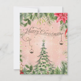 森モダンの緑のメリークリスマス シーズンカード