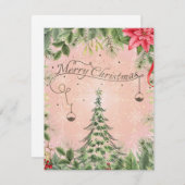 森モダンの緑のメリークリスマス シーズンカード (正面/裏面)