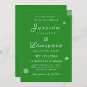森モダンエレガント緑の冬の結婚式 招待状 (正面/裏面)