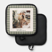 森モダングリーンプライド写真素朴クリスマス 鍋敷き (正面/裏面)