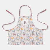 森モダン林の動物の模様 エプロン (正面)