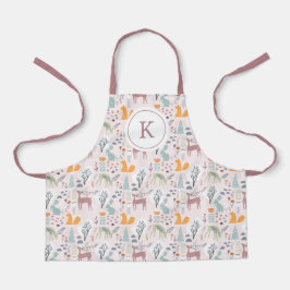 森モダン林の動物の模様 エプロン