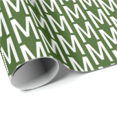 森モダン白モノグラムカスタムパターン ラッピングペーパー (ロールコーナー)