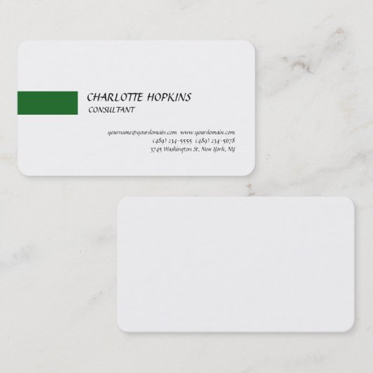 森モダン緑白ミニマリスト平野 名刺 (正面/裏面)