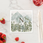 森モノグラムのと山の自然水色 スタンダードカクテルナプキン (インサイチュ)