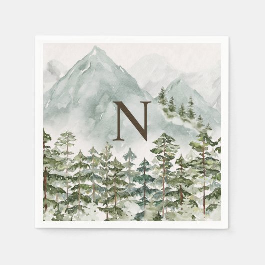 森モノグラムのと山の自然水色 スタンダードカクテルナプキン (正面)