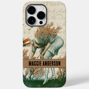 森モノグラムのの茶色で愛らしいレトロな女性 Case-Mate iPhone 14 PRO MAXケース
