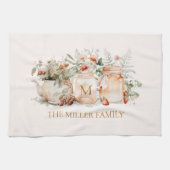 森モノグラムのフローラ植物姓 キッチンタオル (横)