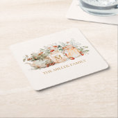 森モノグラムのフローラ植物姓 スクエアペーパーコースター (アングル)