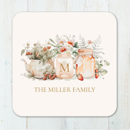 森モノグラムのフローラ植物姓 スクエアペーパーコースター