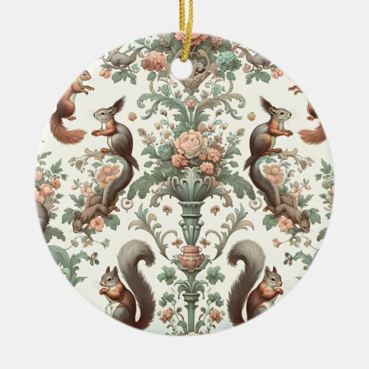 森リスビクトリアンタペストリー セラミックオーナメント (正面)