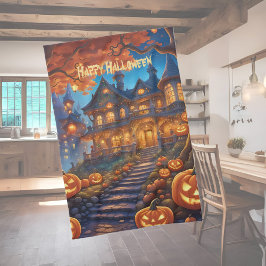 森不気味のヴィラ、カボチャ、ハロウィーン キッチンタオル