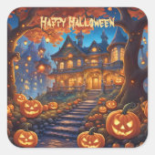 森不気味のヴィラ、カボチャ、ハロウィーン スクエアシール (正面)
