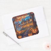 森不気味のヴィラ、カボチャ、ハロウィーン スクエアシール (封筒)