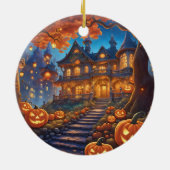 森不気味のヴィラ、カボチャ、ハロウィーン セラミックオーナメント (裏面)