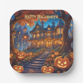 森不気味のヴィラ、カボチャ、ハロウィーン ペーパープレート (正面)