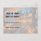 森不気味のヴィラ、カボチャ、ハロウィーン ポストカード (裏面)