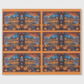 森不気味のヴィラ、カボチャ、ハロウィーン ラッピングペーパー (フラット)