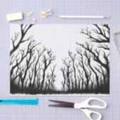 森不気味の怖い木の暗い影の分離 薄葉紙 (クラフト)