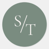 森伝統的緑エレガントな結婚式 ラウンドシール (正面)