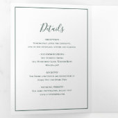 森伝統的緑エレガントな結婚式 三つ折り招待状 (内部最初)