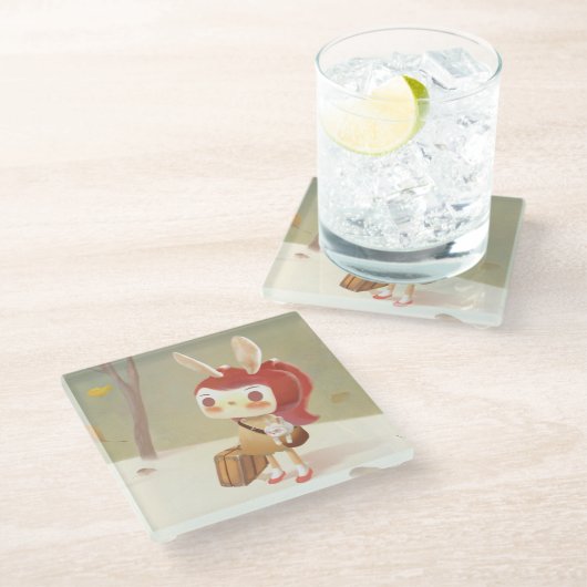 森失ったの小さな女の子 ガラスコースター (アングル)