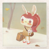 森失ったの小さな女の子 ガラスコースター (正面)