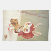 森失ったの小さな女の子 キッチンタオル (横)