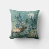 森威厳のあるに入る満月の雪 クッション (正面)