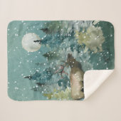 森威厳のあるに入る満月の雪 シェルパブランケット (正面(横))