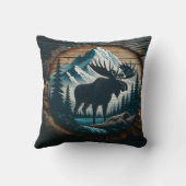 森威厳のあるに覆われた山の風景でムース クッション (裏面)