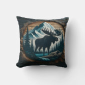 森威厳のあるに覆われた山の風景でムース クッション (正面)